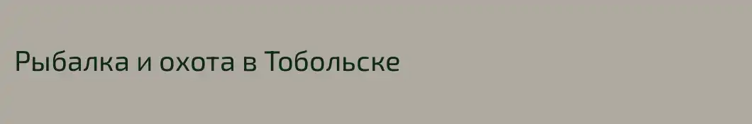 Рыбалка и охота в Тобольске